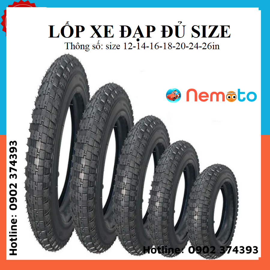 Săm lốp xe đạp trẻ em đủ kích cỡ 12 14 16 18 20 24 26