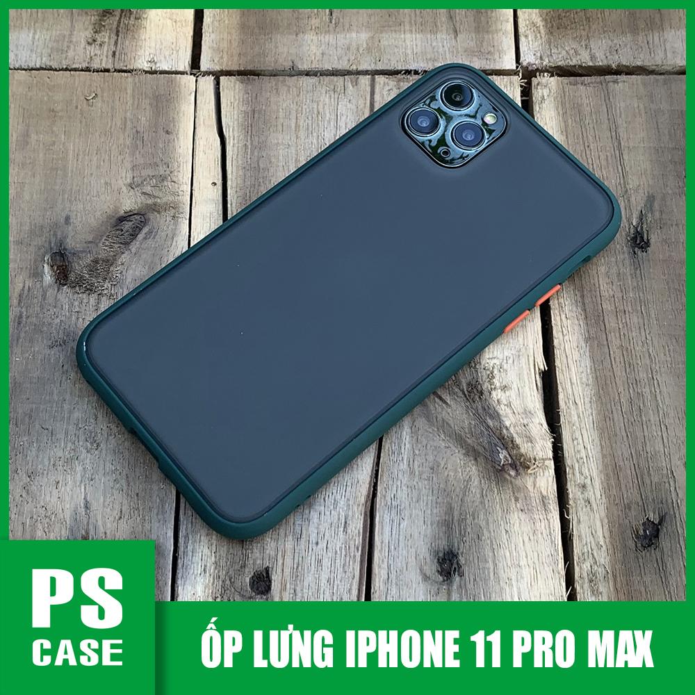 Ốp lưng chống sốc dành cho iPhone 11 Pro Max nút màu cam - Màu xanh đậm - PS Case Phân Phối