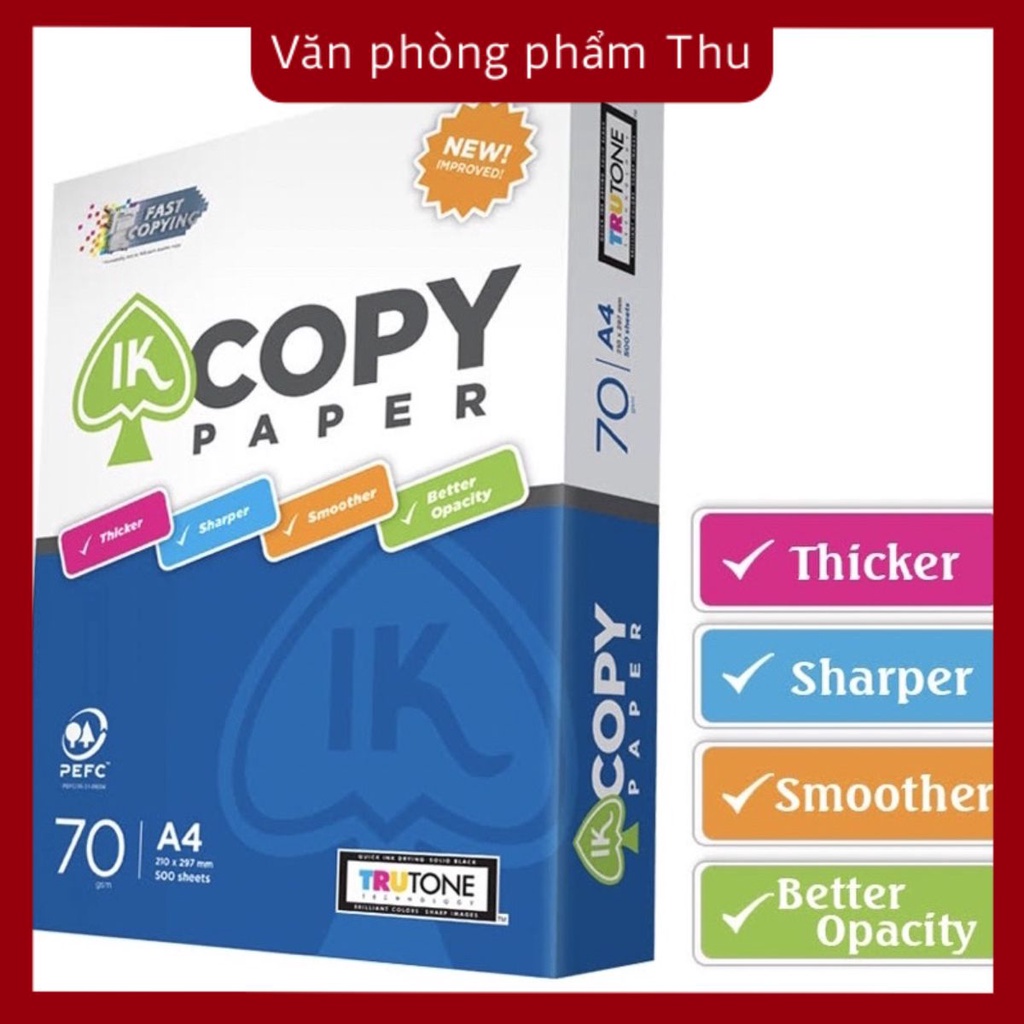 Giấy a4 ik copy 70gsm 500 tờ indonesia