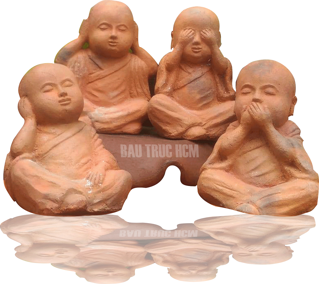 Bộ tượng chú tiểu tứ không gốm chăm