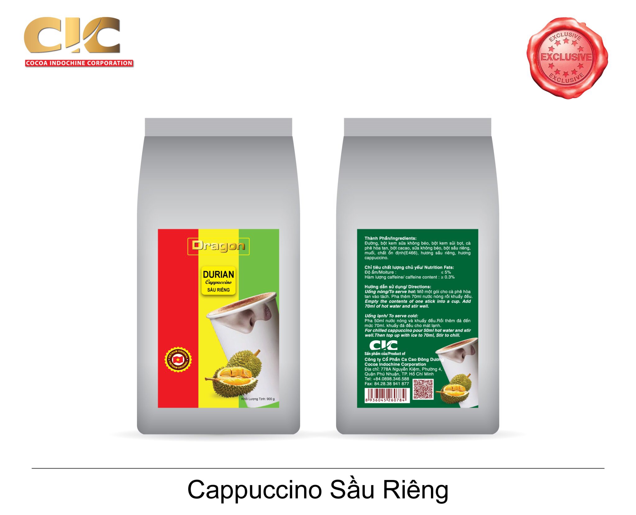 [HCM] Cà phê sầu riêng - CAPPUCINO SẦU RIÊNG - 900G