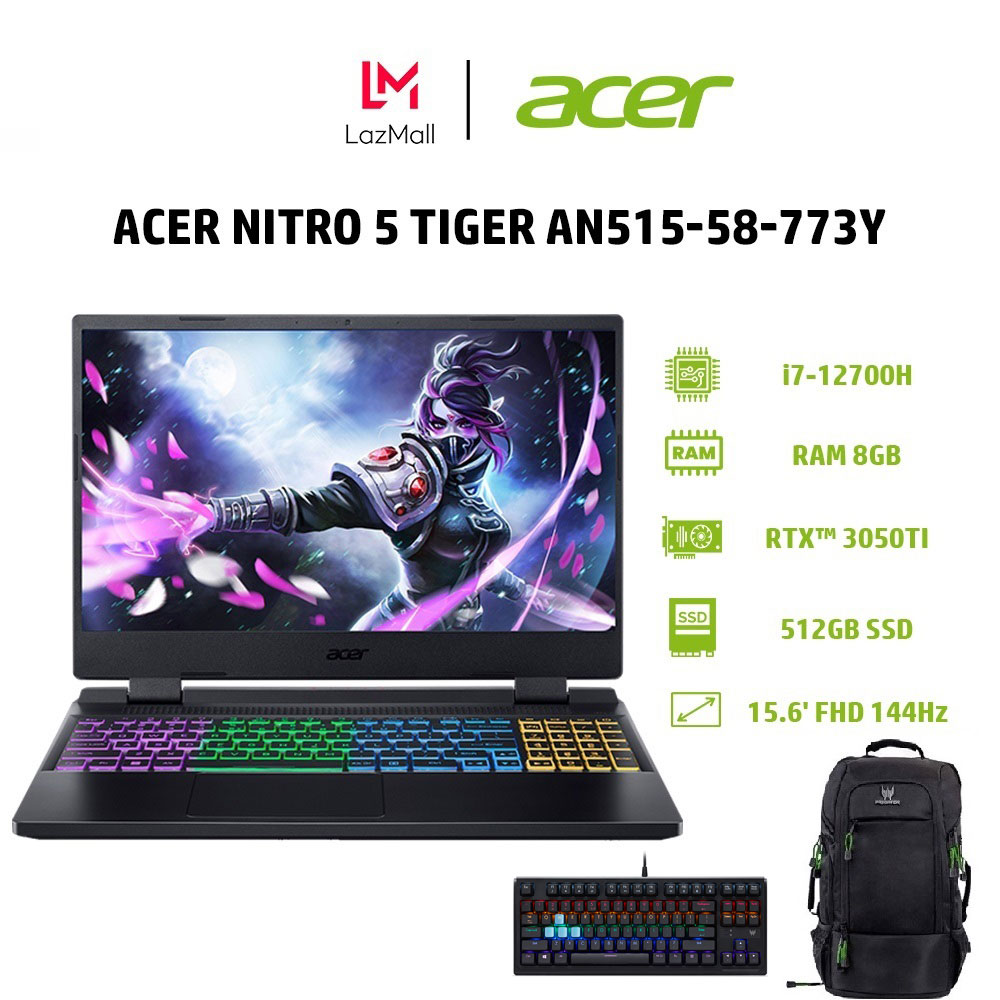 Laptop acer nitro 5 tiger i7-12700h |geforce rtx™ 3050ti 4gb