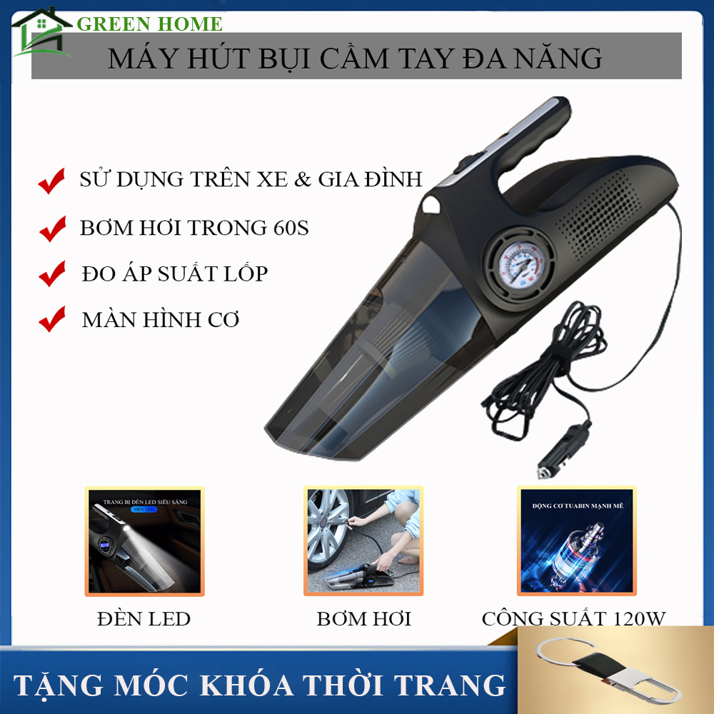 Máy hút bụi cầm tay kiêm bơm lốp xe cao cấp, máy hút bụi mini đa năng 4 in 1 bơm lốp xe ô tô, xe hơi ( Bảo hành 2 năm lỗi 1 đổi 1 trong 7 ngày