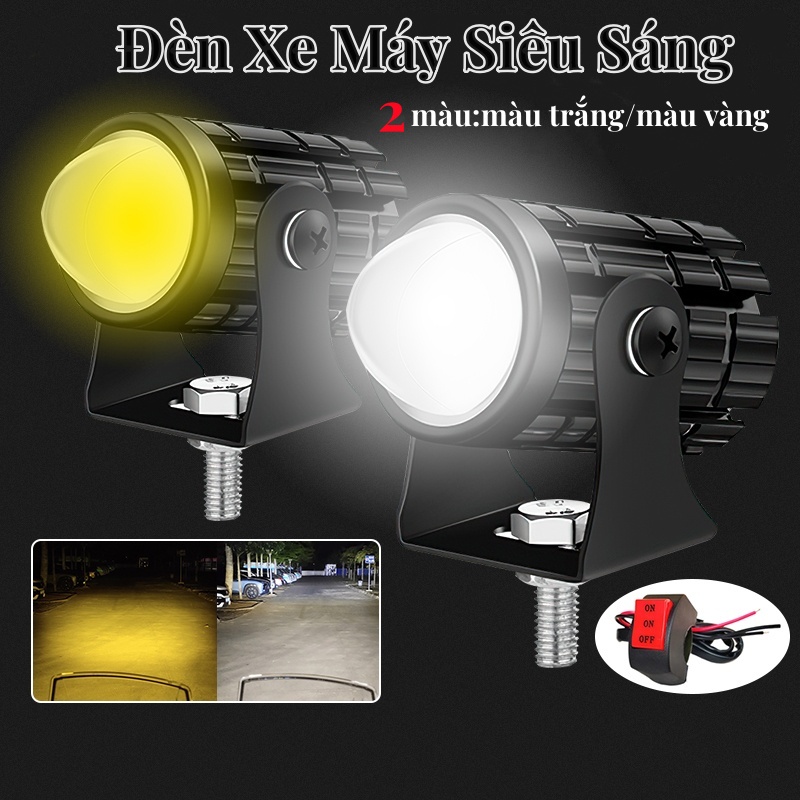 Đèn trợ sáng xe máy đèn pha Led bi cầu mini led xey mini hai màu siêu sáng dụng cho xe mô tô tiện