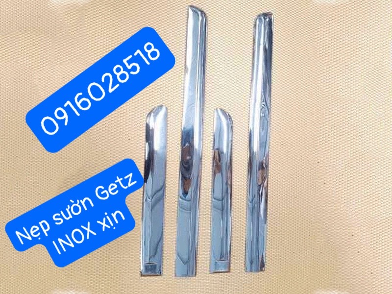 Bộ ốp sườn xe huyndai getz 2010 2011 chất liệu inox xịn, nẹp hông xe, nẹp cánh cửa bóng đẹp