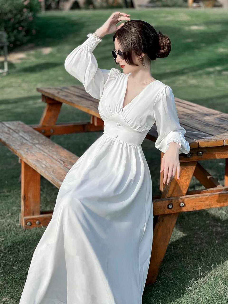 Đầm maxi cổ v thanh lịch