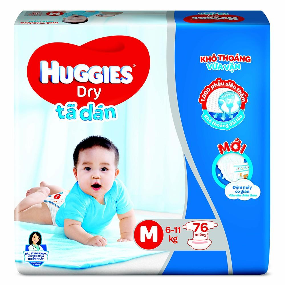 Tã dán huggies m76/l68/xl62/xxl56 - đệm mây co giãn