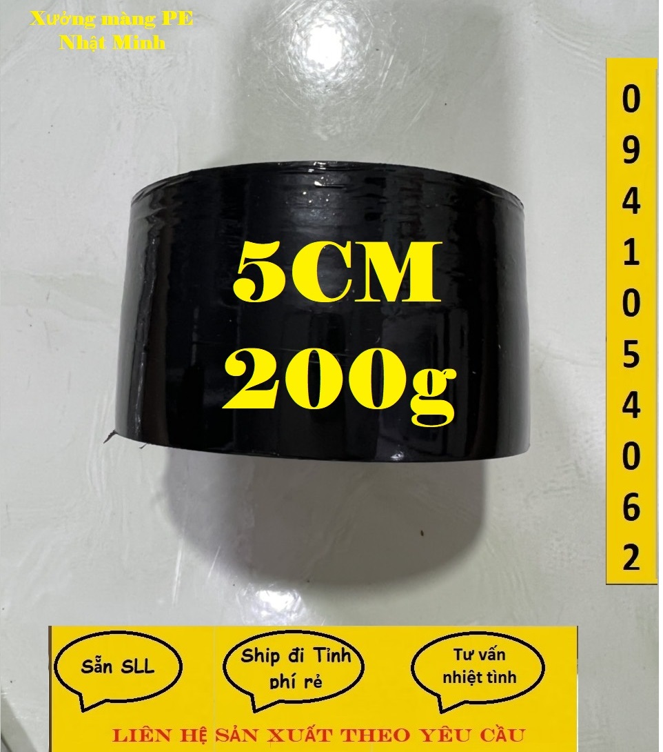 Màng pe đen, màng quấn đen 5cm 200g
