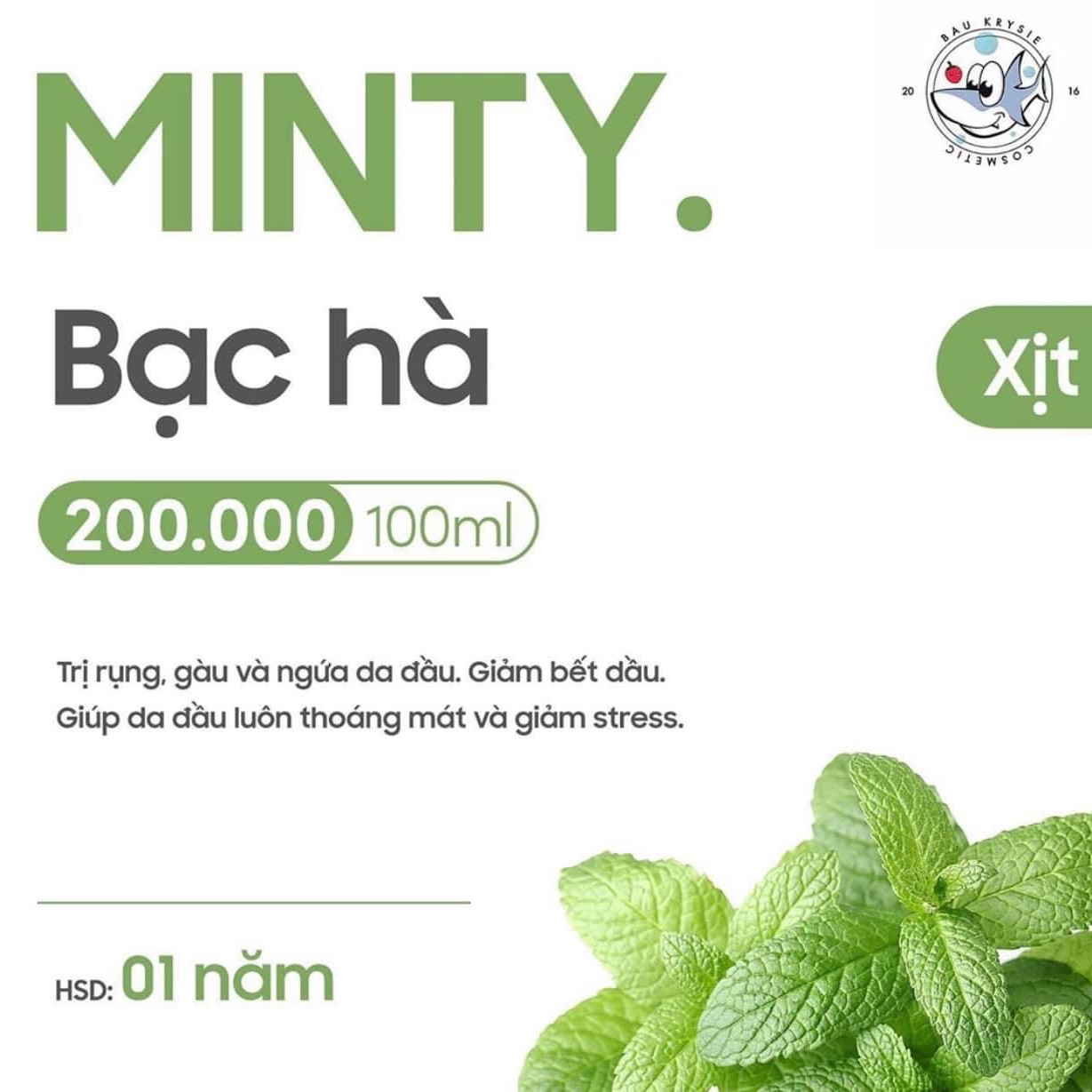 [HCM]Xịt tóc Tinh dầu Bạc Hà Minty BAUKRYSIE ??cột tóc hoa cúc