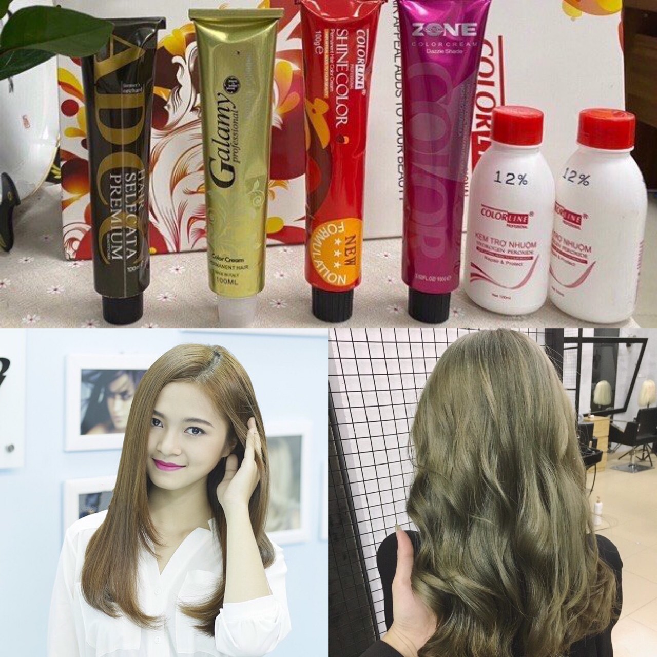 Thuốc Nhuộm Tóc Màu Nâu Rêu Vàng Sáng-KÈM OXY