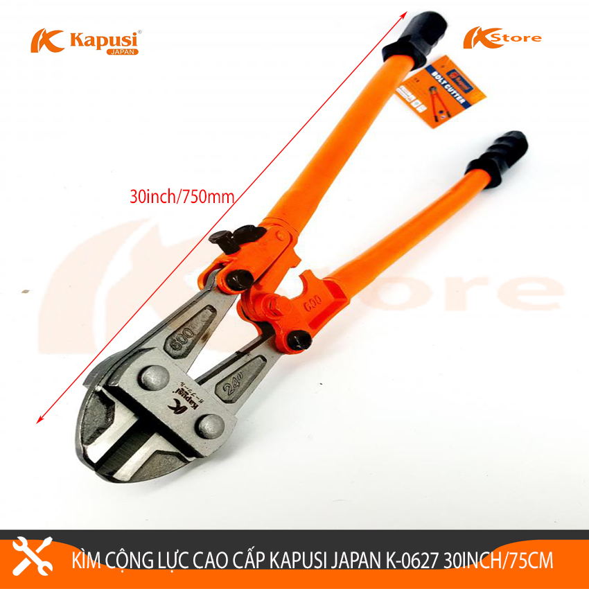 Kìm Cộng Lực Đa Năng Kapusi Japan K-0627 30inch/750mm, Cắt sắt mềm 13mm, Cắt sắt cứng 10mm