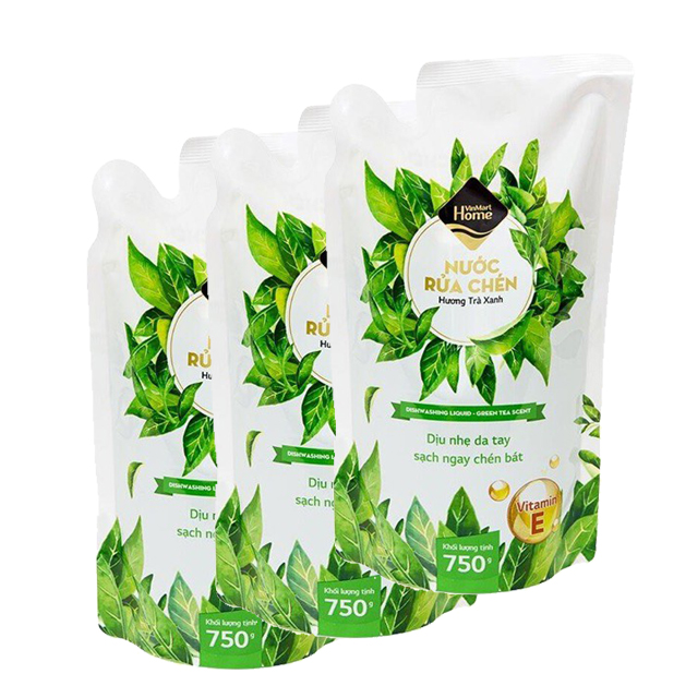 Combo 3 gói nước rửa chén VinMart Home Trà Xanh 750g
