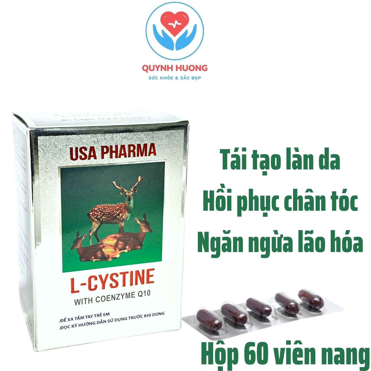 L-cystine viên uống tổng hợp dưỡng chất làm đẹp da, tóc, móng- vitamin l- hộp 60 viên