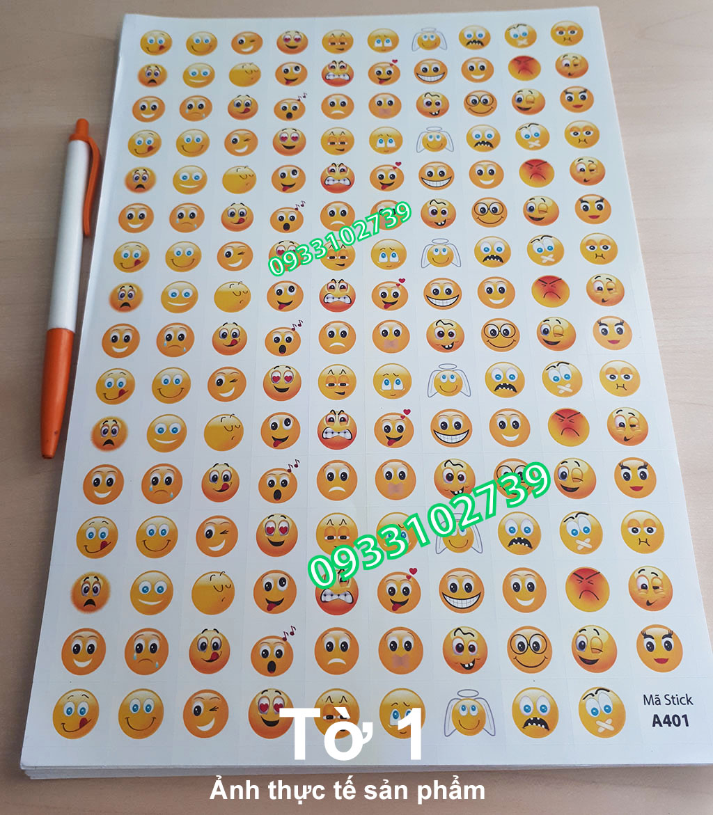 Sticker khen thưởng mặt cười 7k/ tờ a4 - 159 stick - sp1