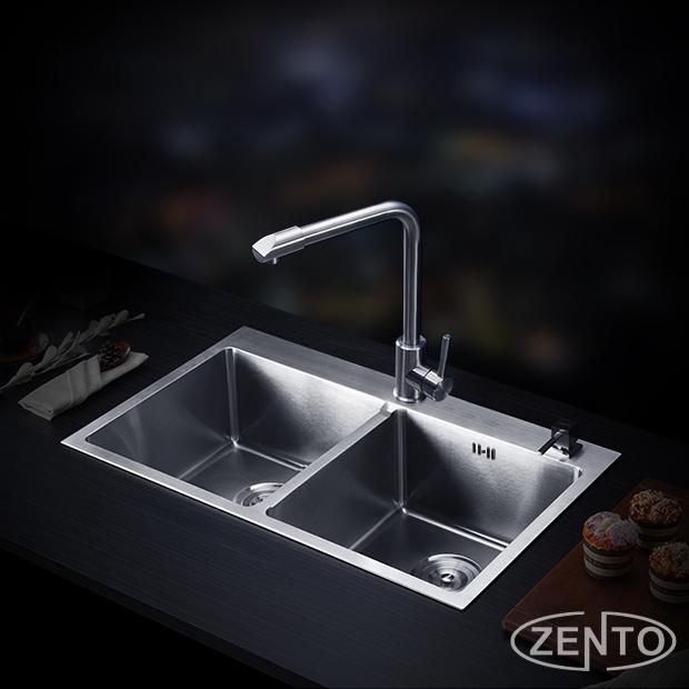 Chậu rửa bát inox 2 hố cân zento hd8245-201hm-c