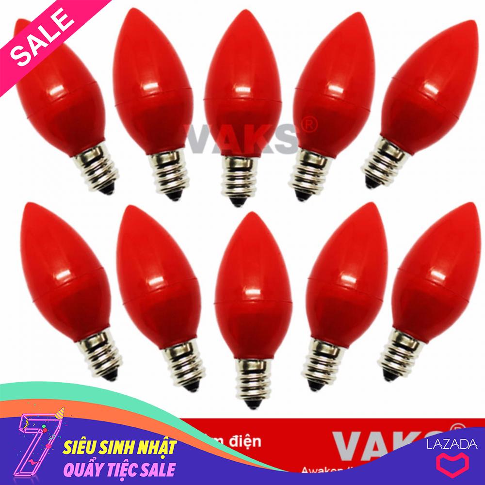 Bộ 10 bóng đèn Led trái ớt tiết kiệm điện đuôi E12 - ánh sáng đỏ