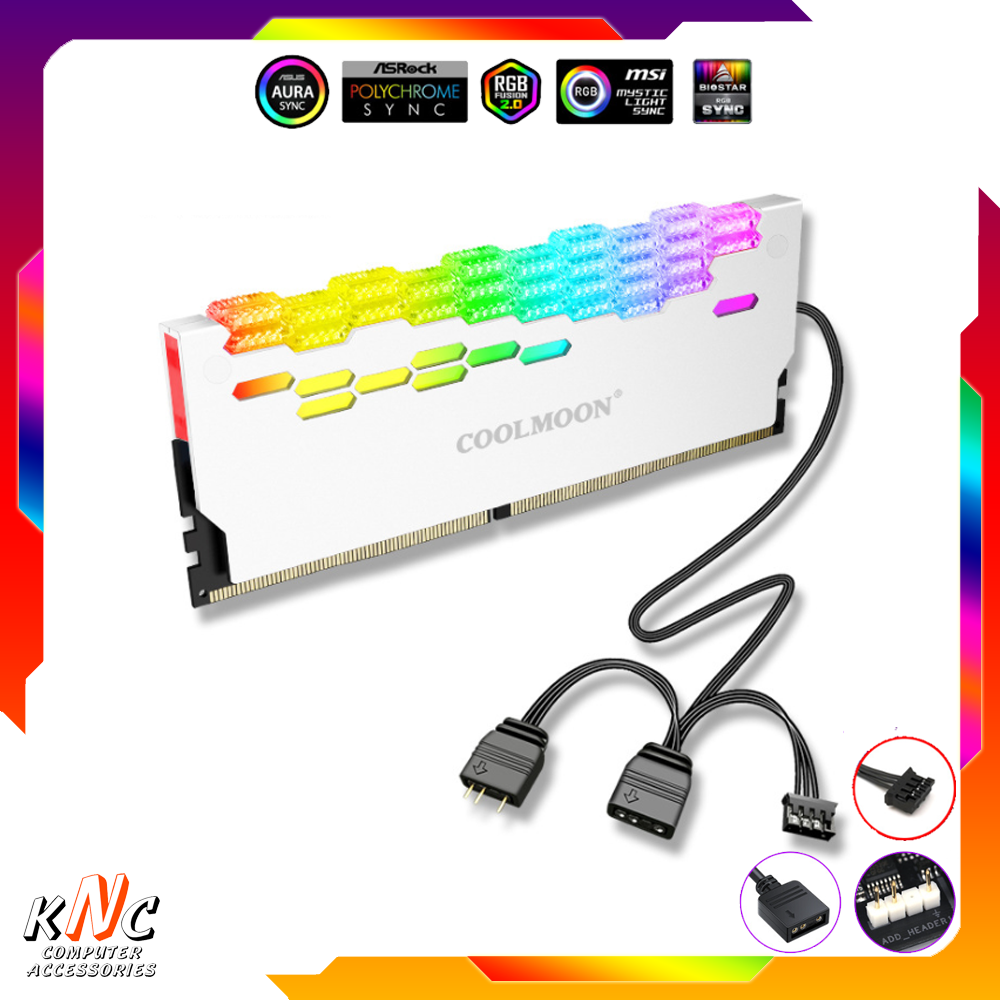 Tản Nhiệt Làm Mát Ram Coolmoon Led 5v ARGB RA-2 Màu Trắng Đồng Bộ Mainboard Hub Tomato Xigmateks VSP