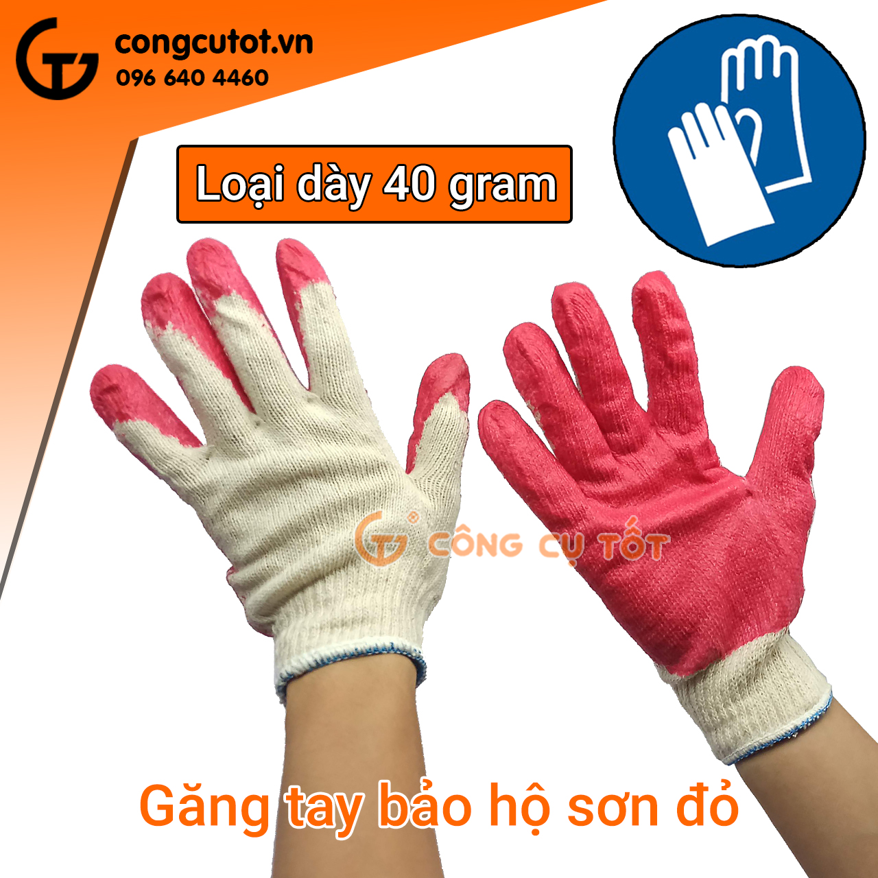Găng tay bảo hộ - gang tay lao động sơn đỏ 40g