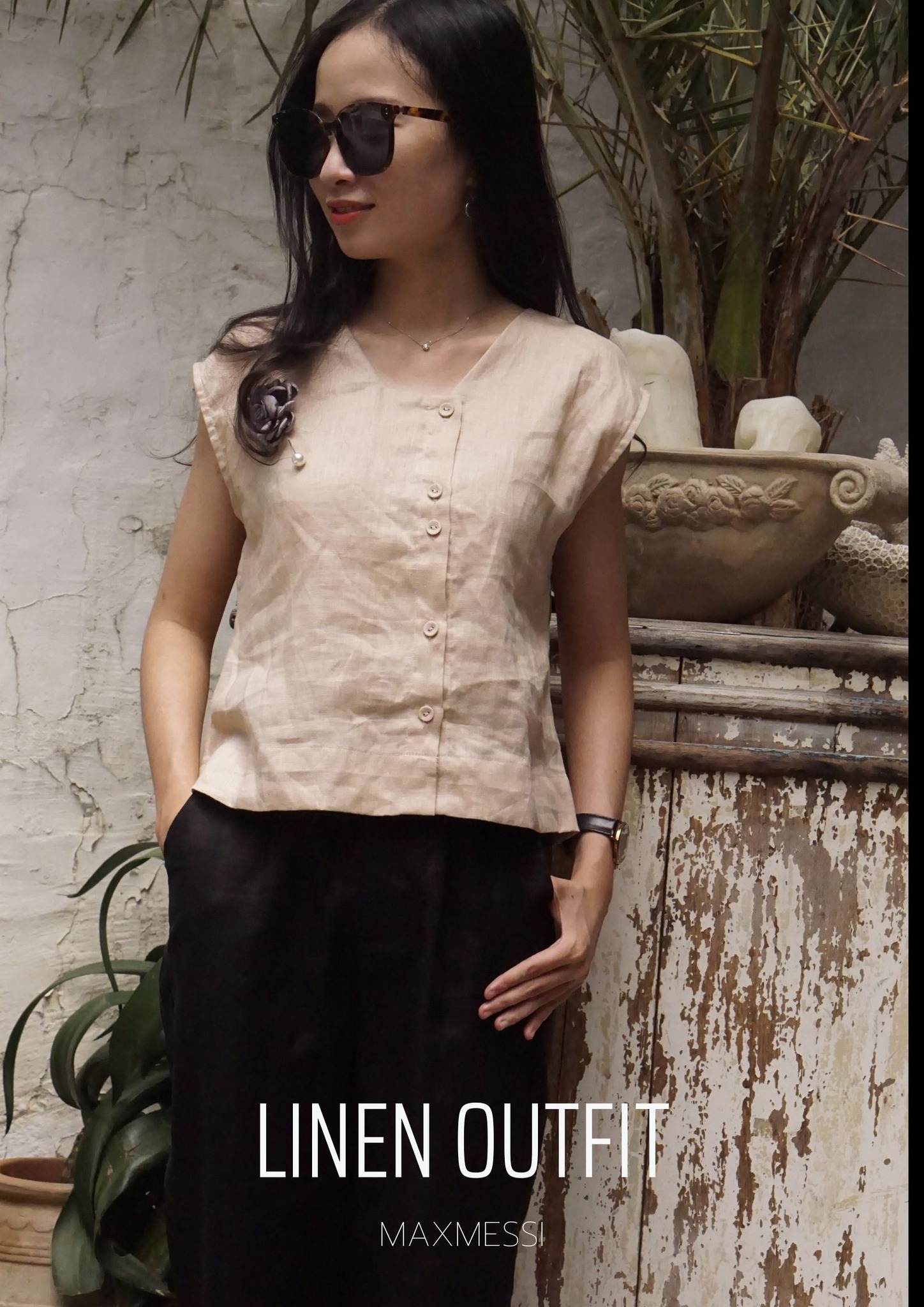 Quần linen lưng thun dáng BAGGY - MaxMessi