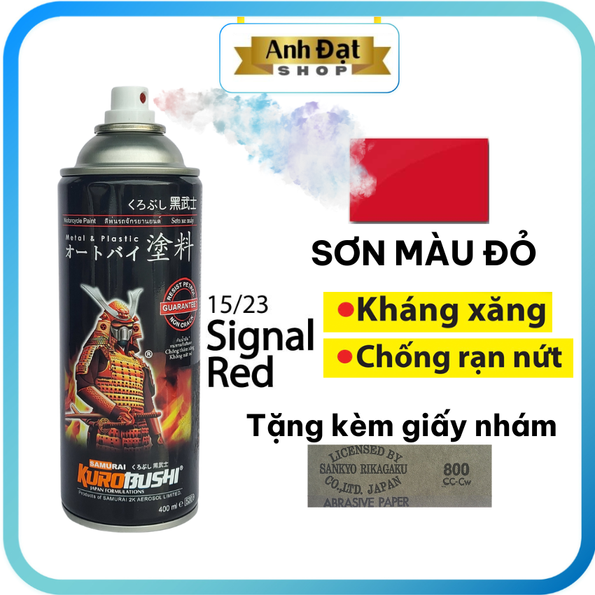 SƠN SAMURAI Màu đỏ 23 400ml, có khả năng kháng xăng A92, A95, chống rạn