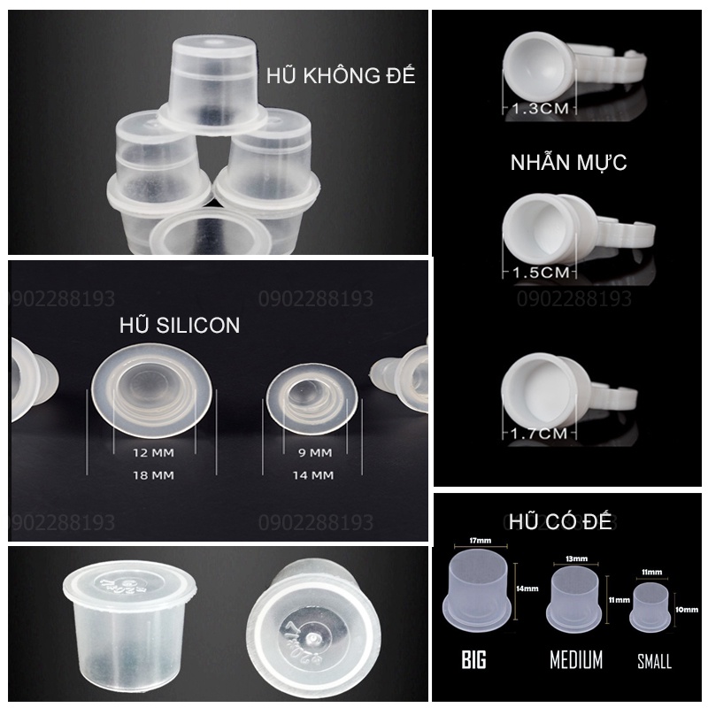 Chum silicon hũ nhựa phun xăm hũ đựng mực