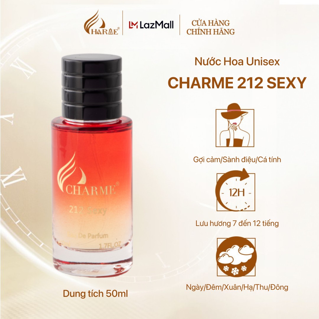 Nước hoa nam charme 212 sexy 50ml lịch lãm, cuốn hút_thơm lâu chính hãng