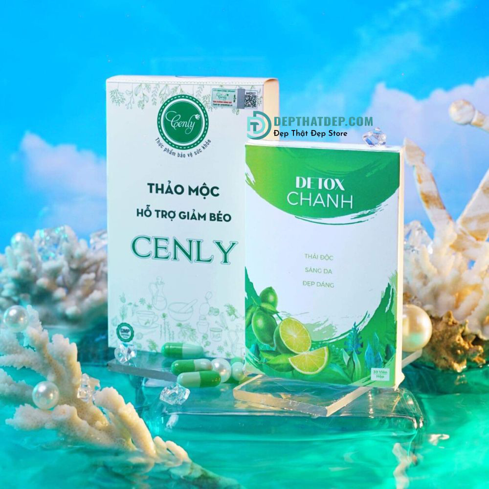 Thảo mộc giảm béo giảm cân cenly trắng mẫu mới tặng kèm detox chanh