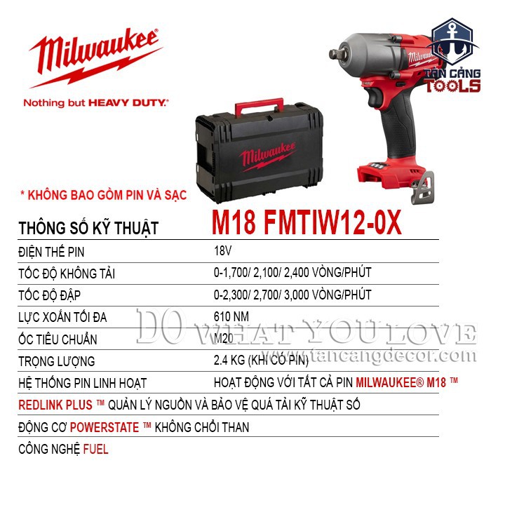 Máy Siết Bu Lông Dùng Pin Milwaukee M18 FMTIW12-0X 1/2 Inches