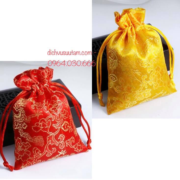 Combo 2 túi gấm đỏ và vàng phong thủy