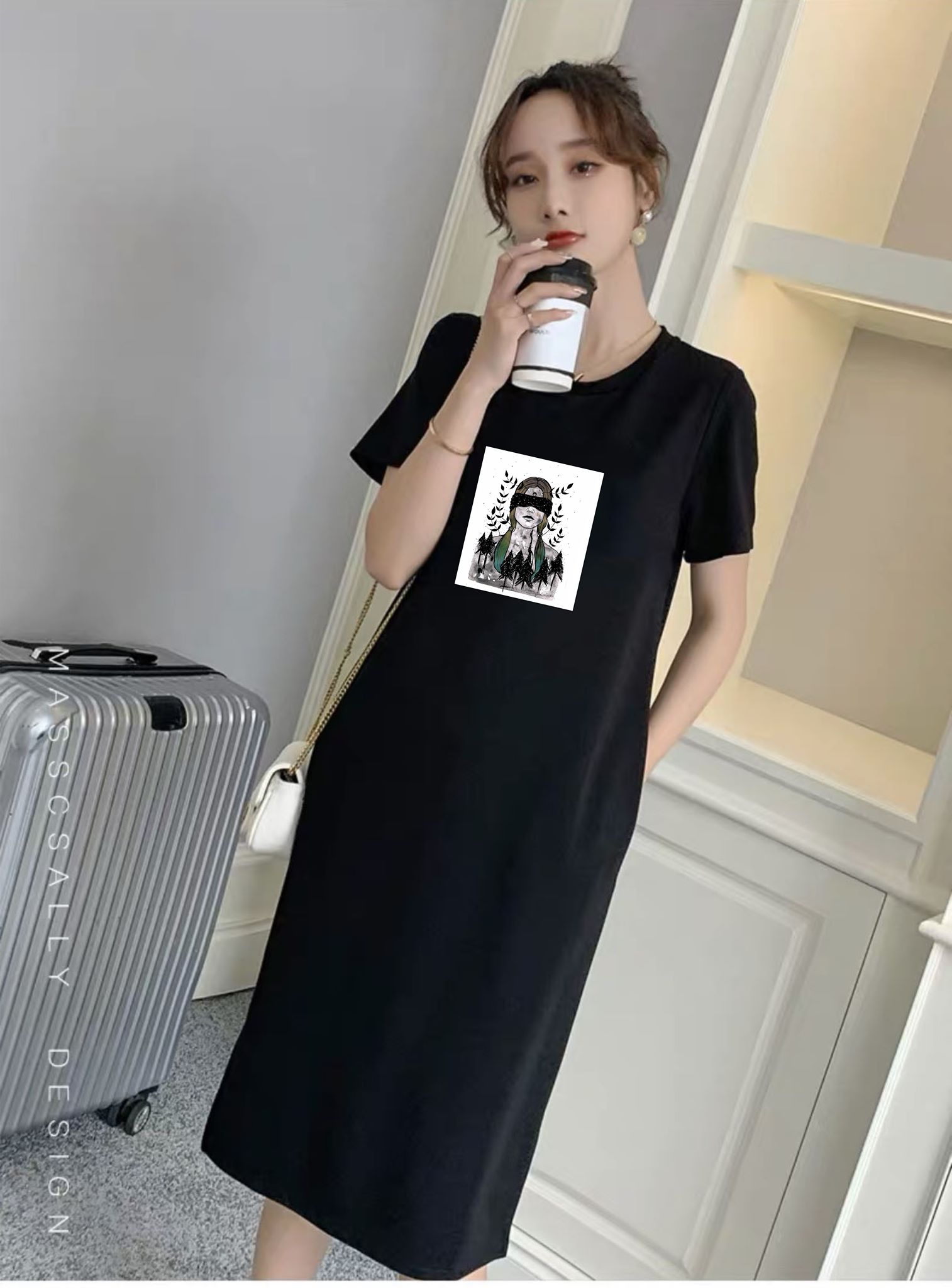 [HCM]SALE!! Đầm suông in hình hot trend năng động vải thun thoải mái có size to 2XL