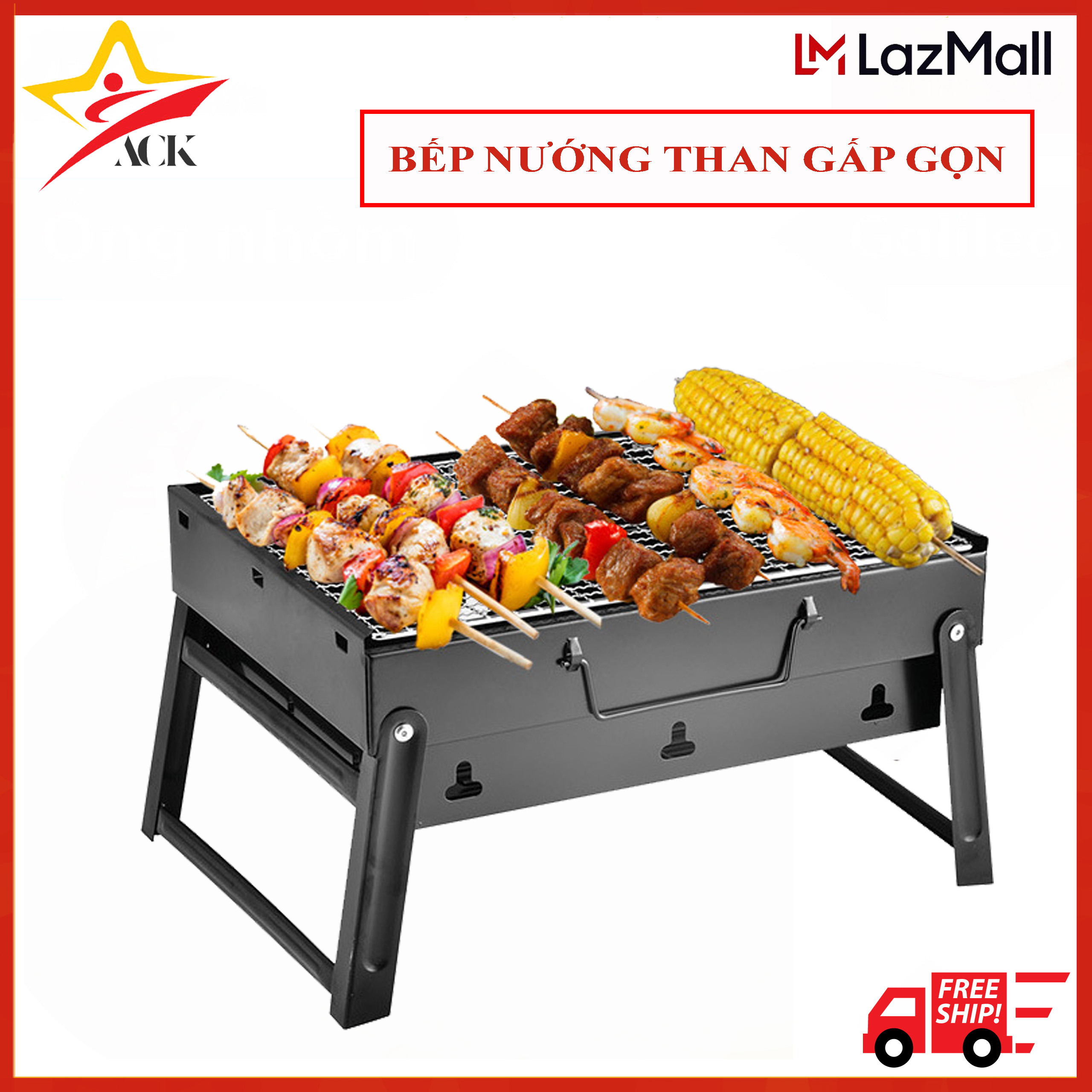 Bếp nướng than hoa, than củi vuông - bbq cao cấp – 1 sản phẩm của ack sport