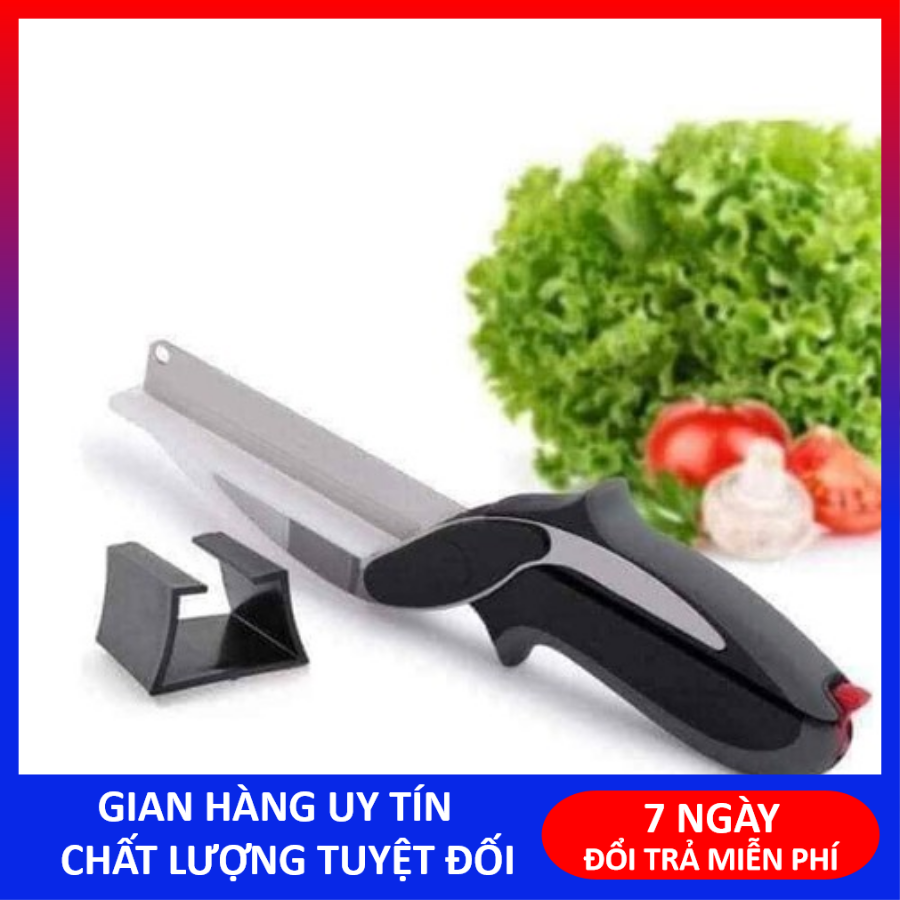 Kéo Cắt Rau củ quả đa năng 2in1 Clever Cutter thép siêu bền, chống gỉ êm ái, độc đáo, tiện dụng Thay thế cả dao và thớt