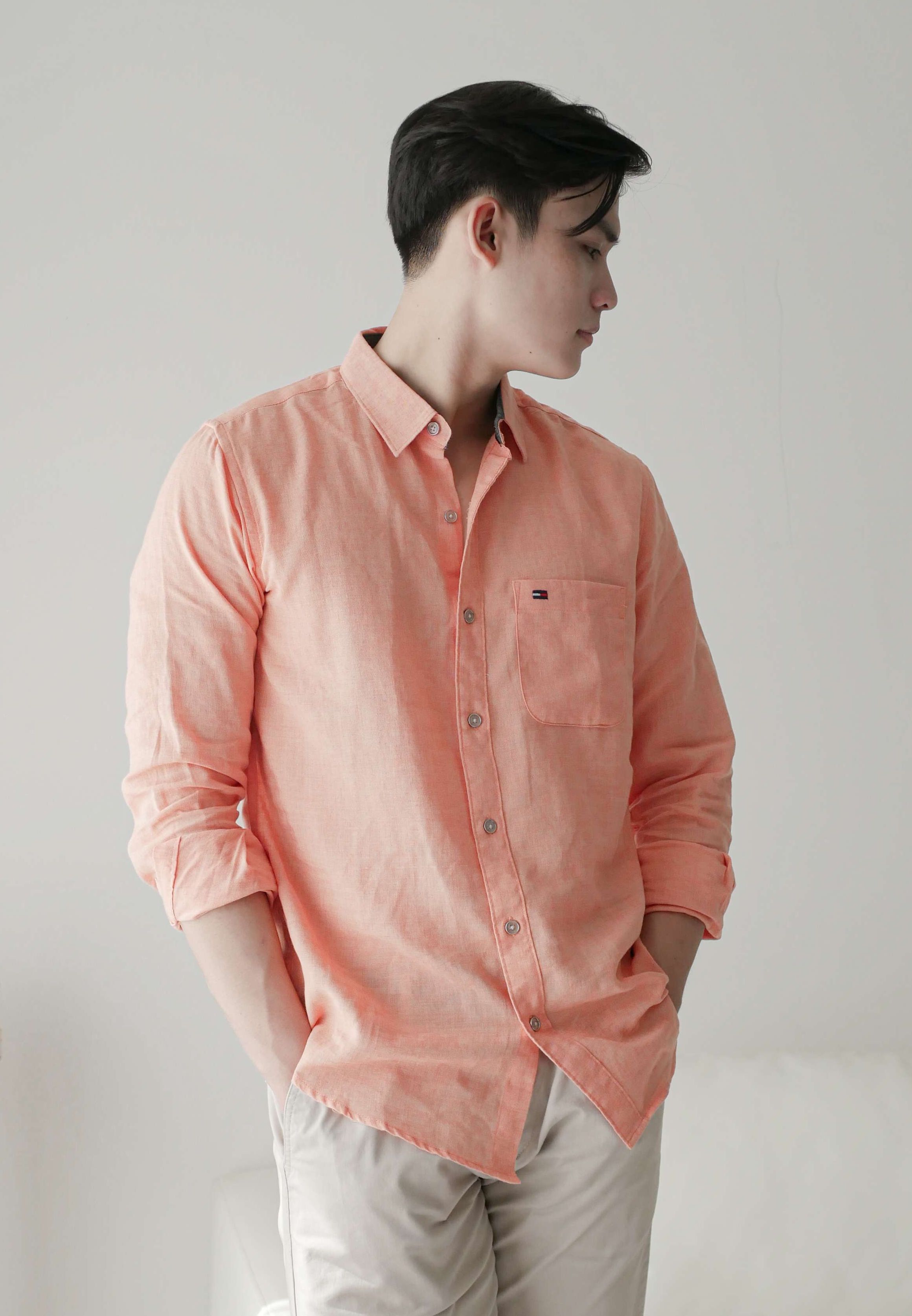 Sơ mi nam dài tay vải Linen mềm mỏng thoáng mát, classic rộng rãi