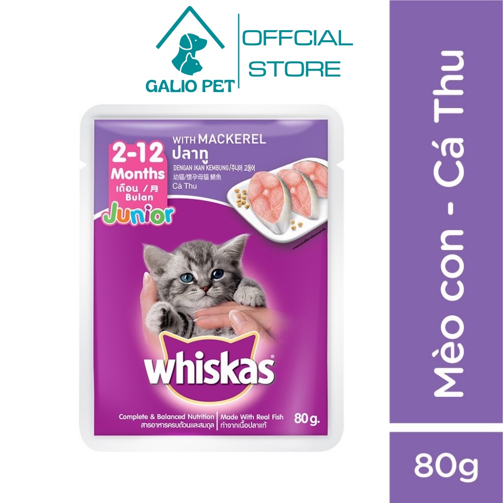 Pate whiskas® cho mèo con vị cá thu túi 80g