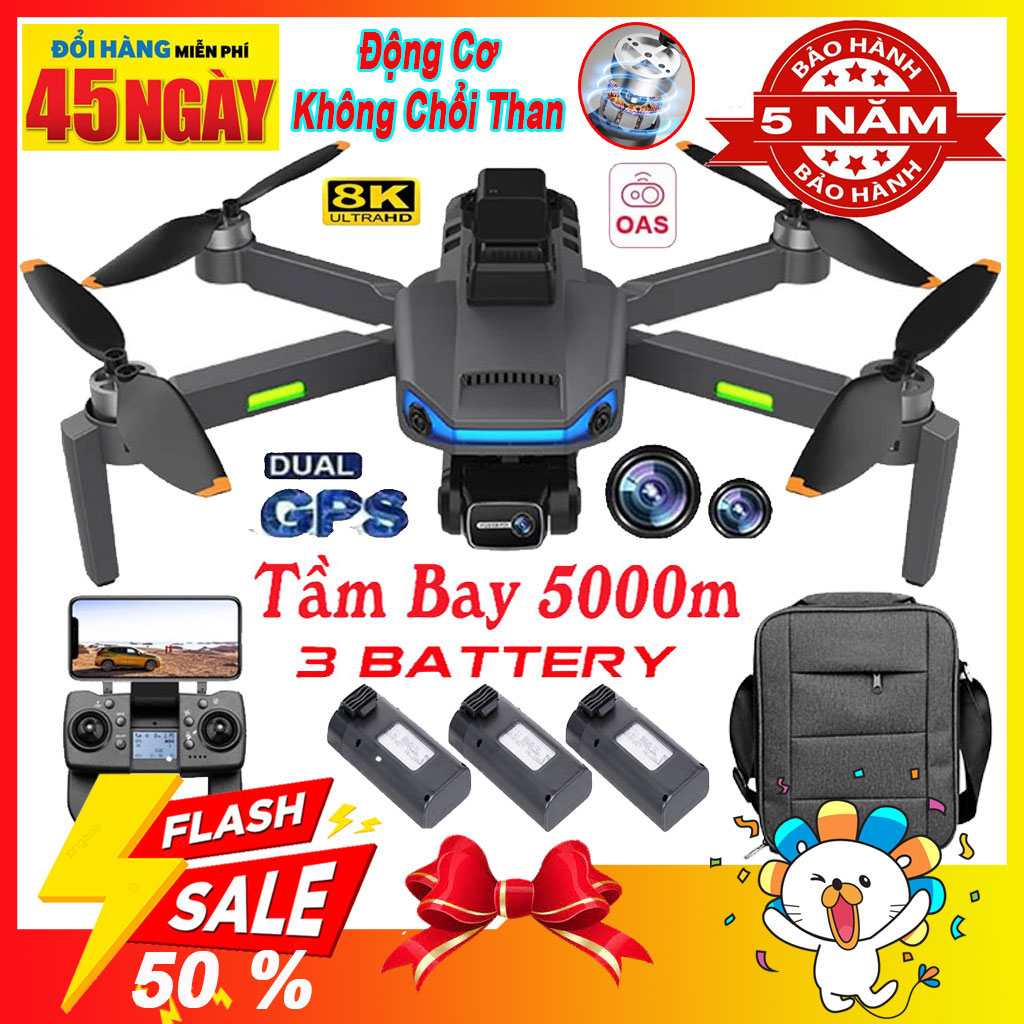 Flycam Camera 8K AE3 Max Tầm Bay 5000m Thời Gian Bay Lên Tới 30 Phút Động Cơ Không Chổi Than Cảm Biến Va Chạm Flycam mini Flycam mini máy bay điều khiển từ xa có camera flycam máy bay không người lái