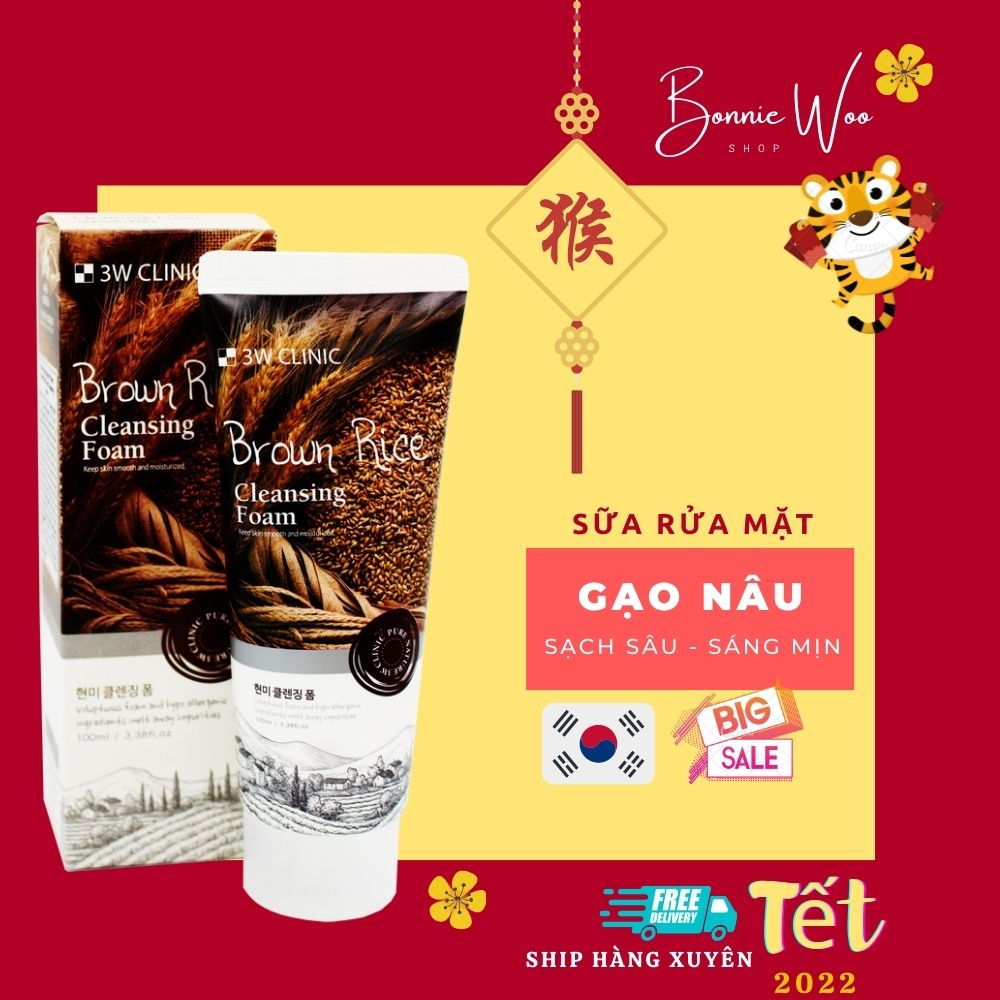 Sữa rửa mặt gạo lứt 3W Clinic Brown Rice Cleansing Foam 100ml
