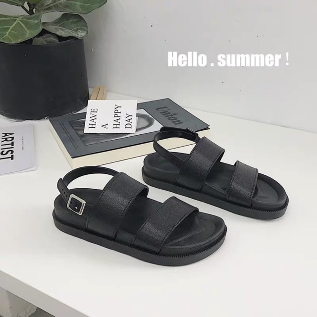 Sandal ulzzang 2 quai ngang bản to (sẵn hàng có ảnh thật phía sau)