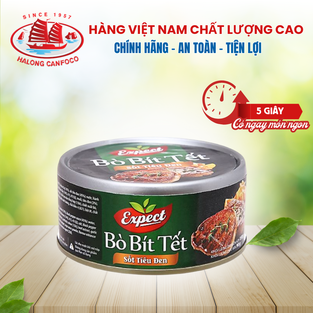 Bò bít tết sốt tiêu đen 150g - Đồ Hộp Hạ Long [DATE T07/2025]