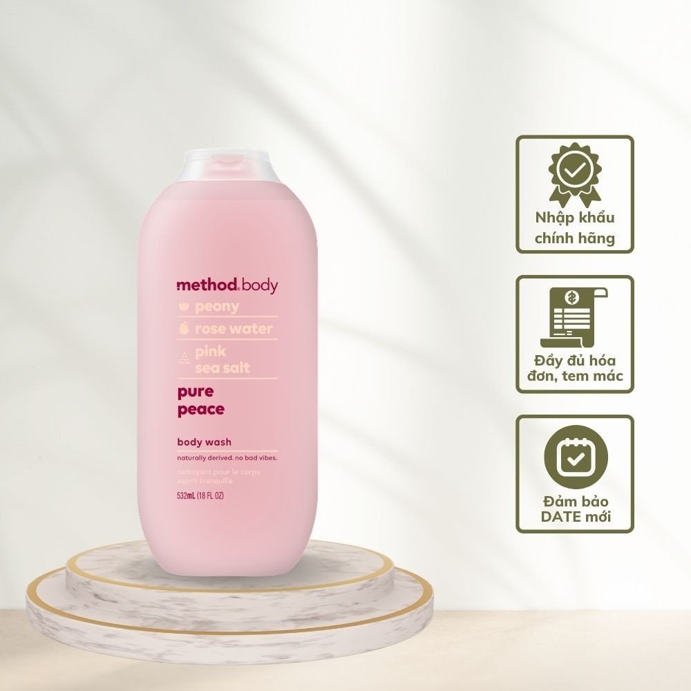 Sữa tắm cấp ẩm - dưỡng trắng da Method Body Wash Úc 532ml cho da mịn màng sạch sâu - Cam kết chuẩn hàng Úc