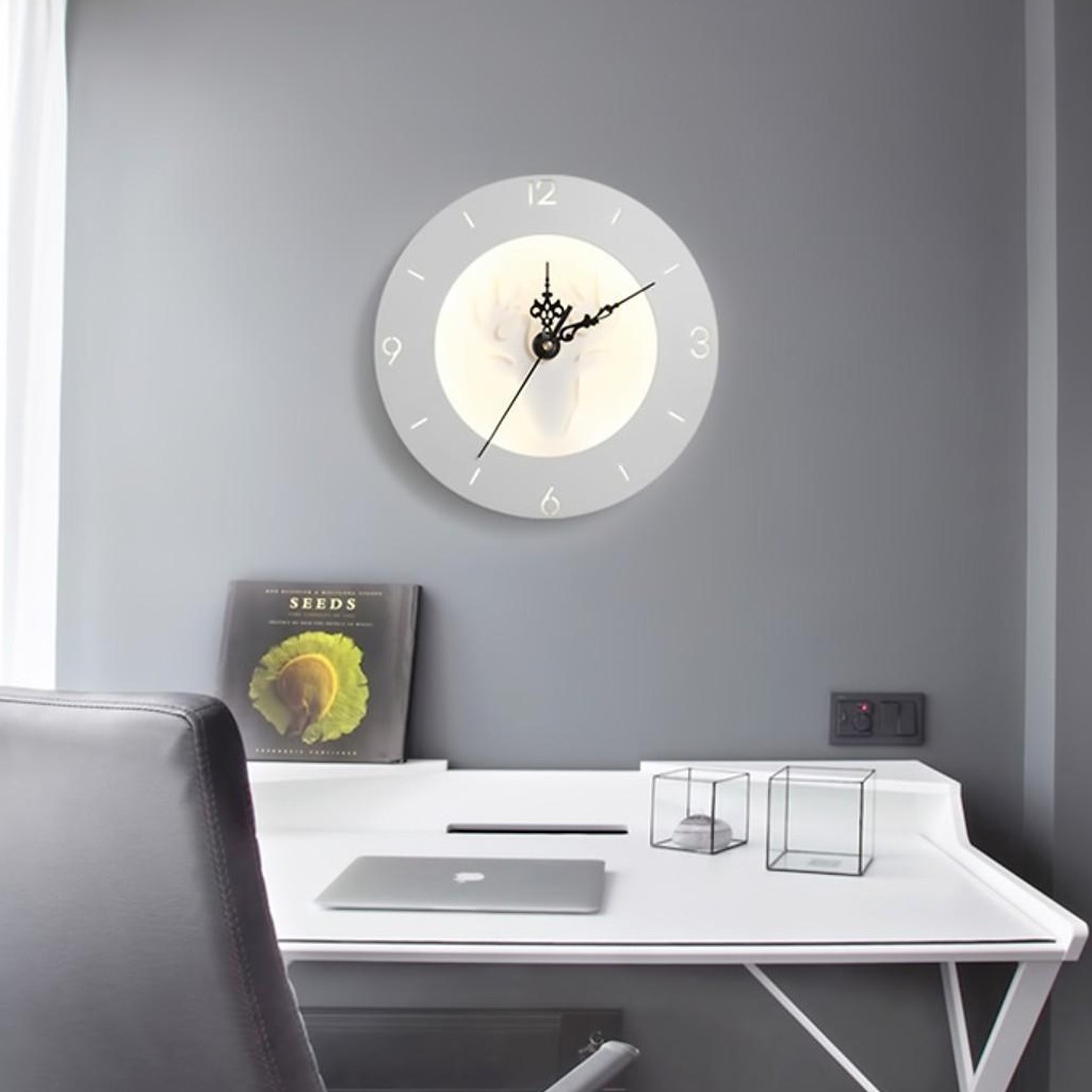 Đèn đồng hồ gắn tường LED CLOCK trang trí gắn tường đẹp mắt