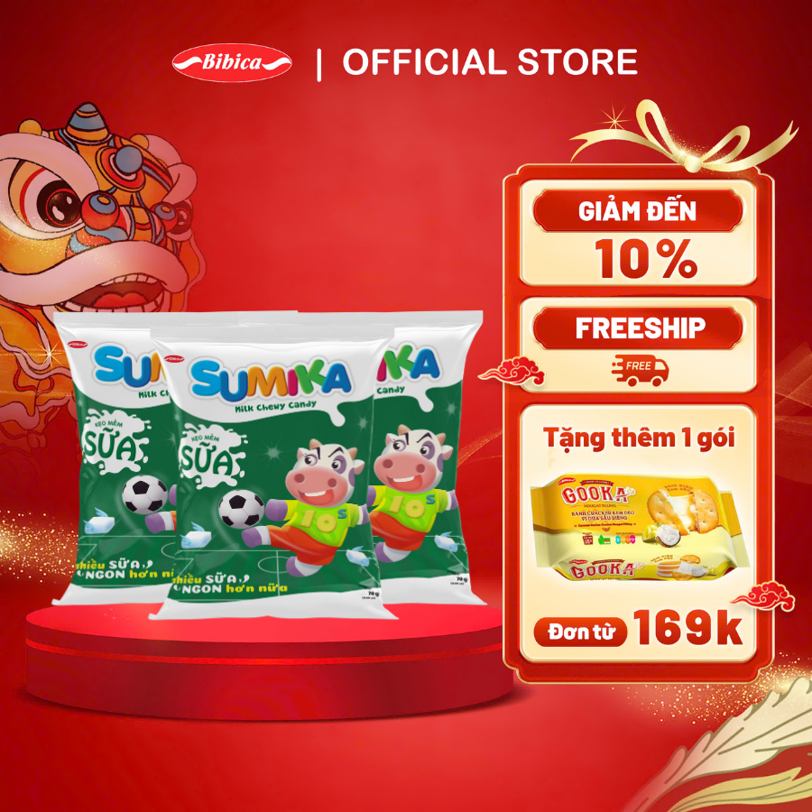 Combo 3 Kẹo Mềm Sumika Sữa Bibica 70g