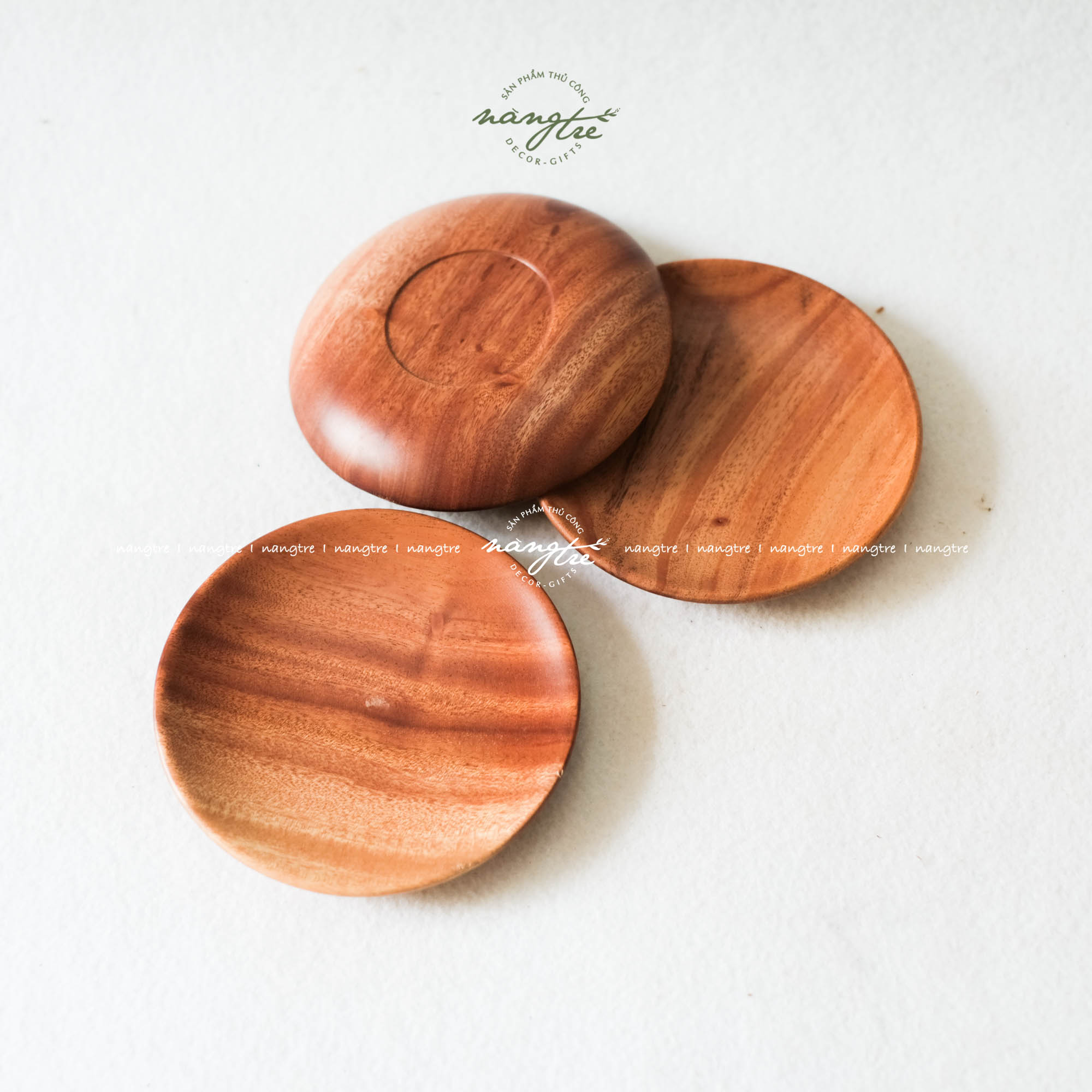 [HCM]Dĩa tròn mini bằng gỗ tự nhiên nguyên khối