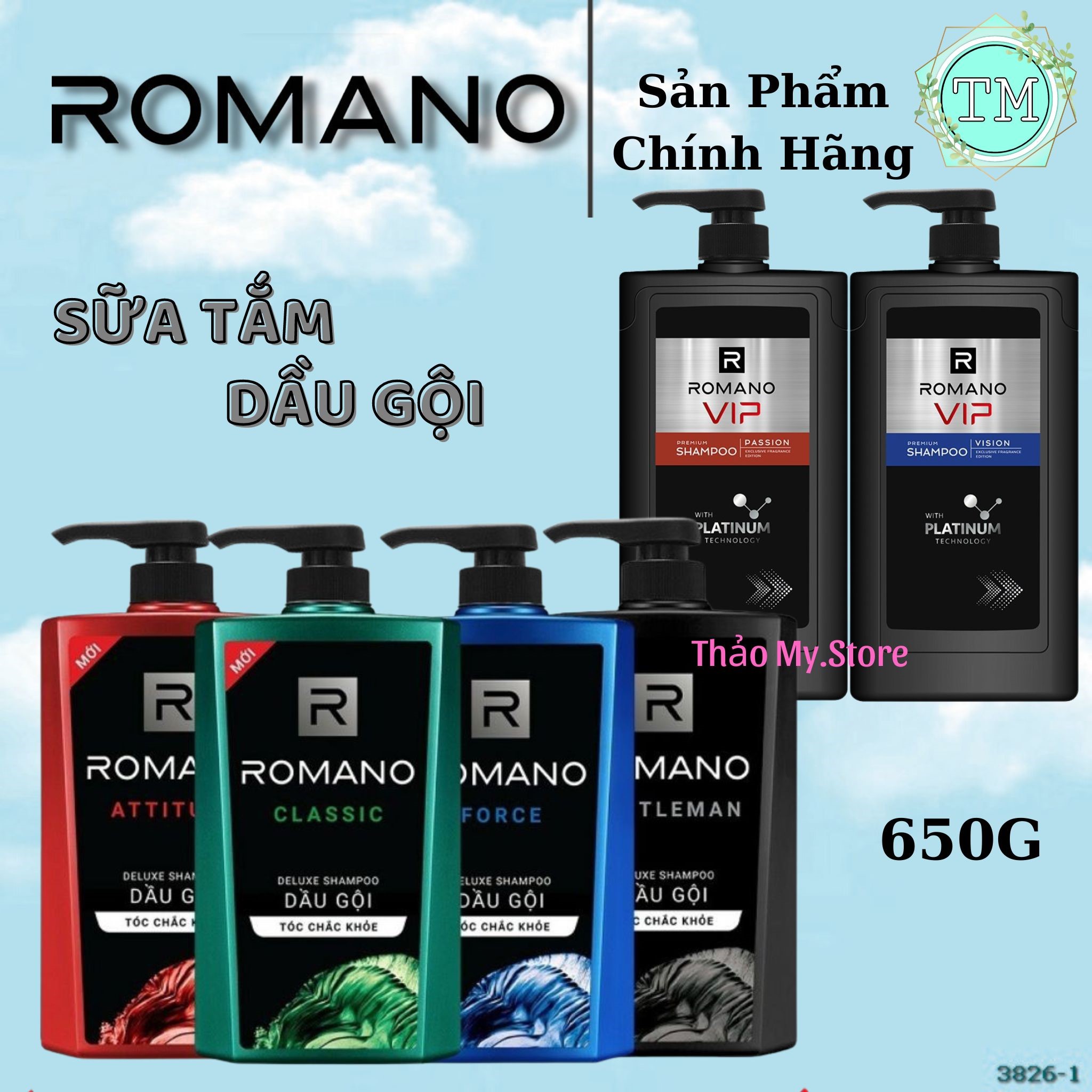 Dầu gội - sữa tắm romano 650g - cho hương thơm nam tính quyến rũ