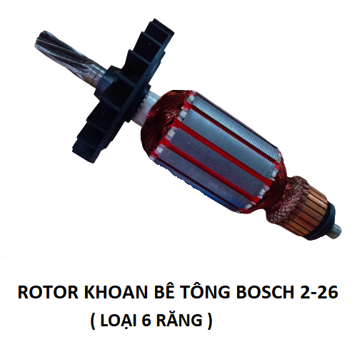 Rotor máy khoan bê tông 2-26 , 6 răng - Ro khoan 2-26 theo máy