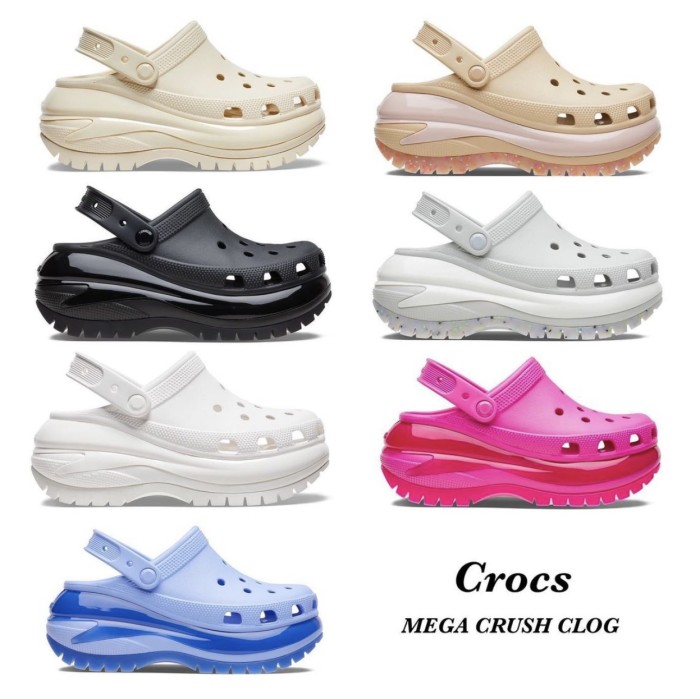 Dép Sục Cross Classic Mega Crush Bone Unisex Cho Nữ Đế Cao 9cm Cros Người Lớn HannaKids Xăng đan Croc Clog Band Sandal - Thế Giới Cross