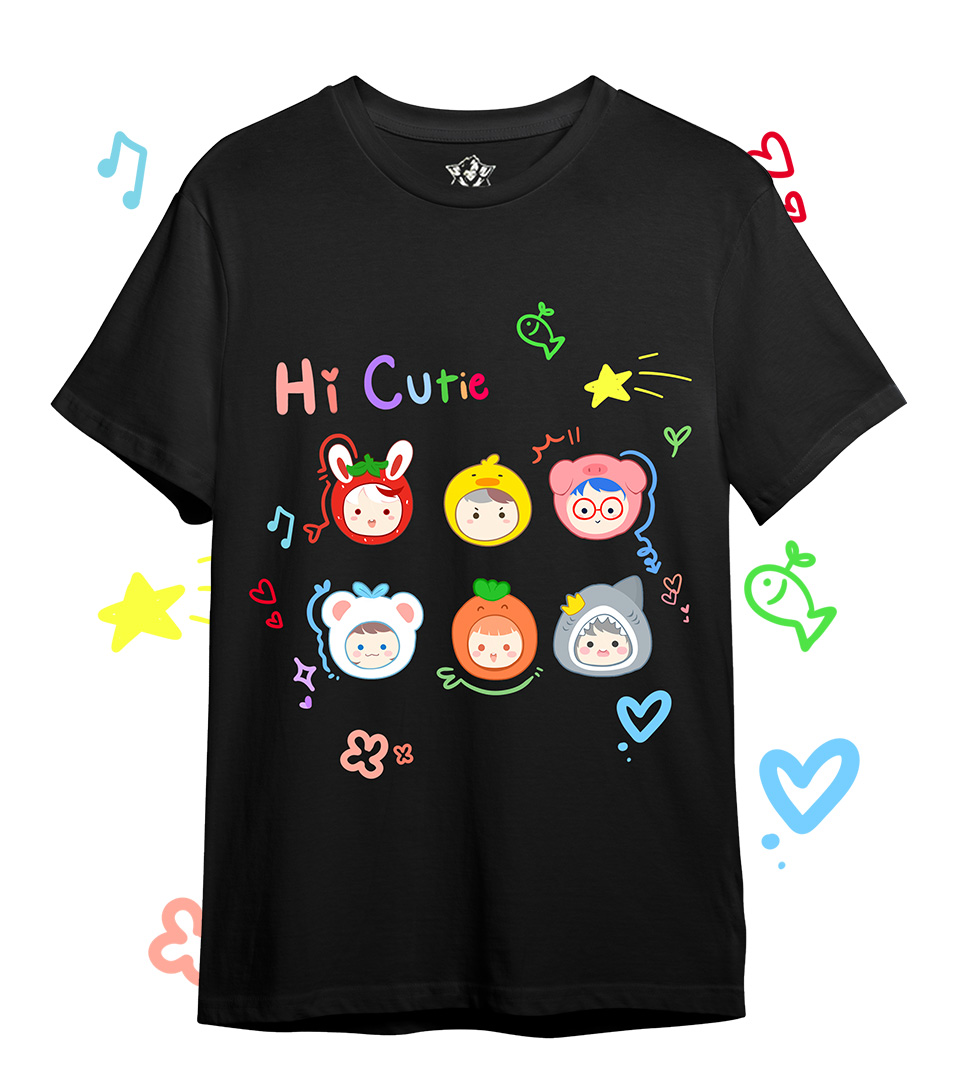 Áo hero team hi cutie màu đen, thời trang hero team unisex, chất liệu cotton, thoáng mát