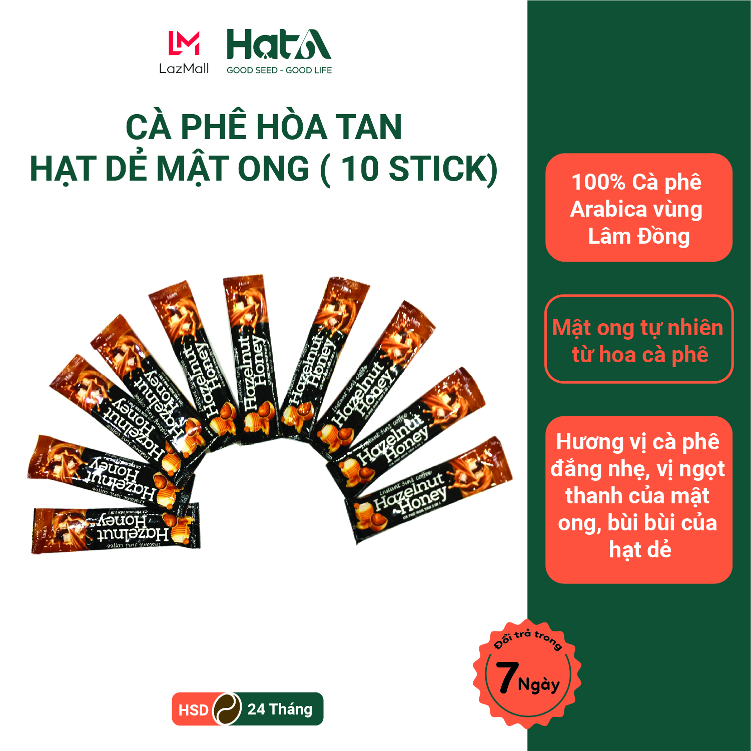Combo 10 Gói Cà Phê Hòa Tan 3 In 1 Hạt A Cafe Vị Hạt Dẻ Mật Ong Thơm Ngon Béo Ngậy 17g/Gói