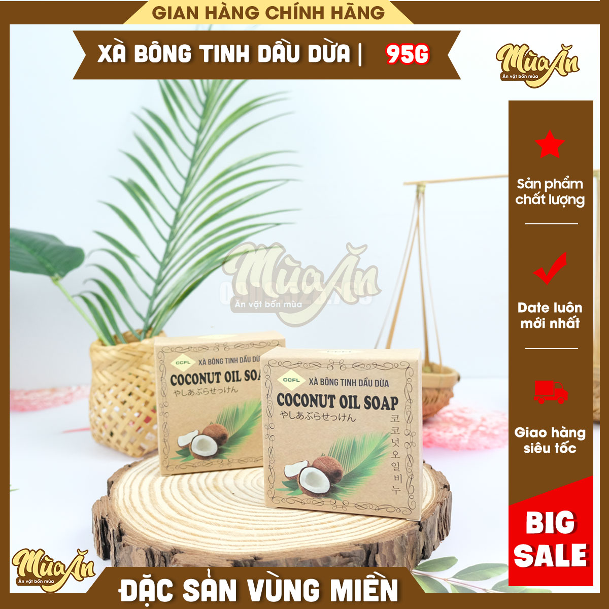 Xà bông tinh dầu dừa, Xà bông dưỡng ẩm da tự nhiên thơm hương dừa 95g