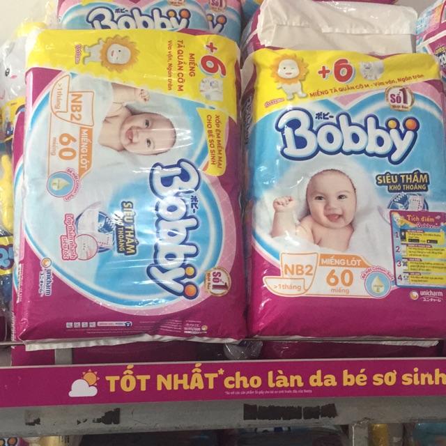 [Tặng] Miếng Lót NB2 (60 miếng) Bobby tặng thêm 6 Miếng tã quần cỡ M