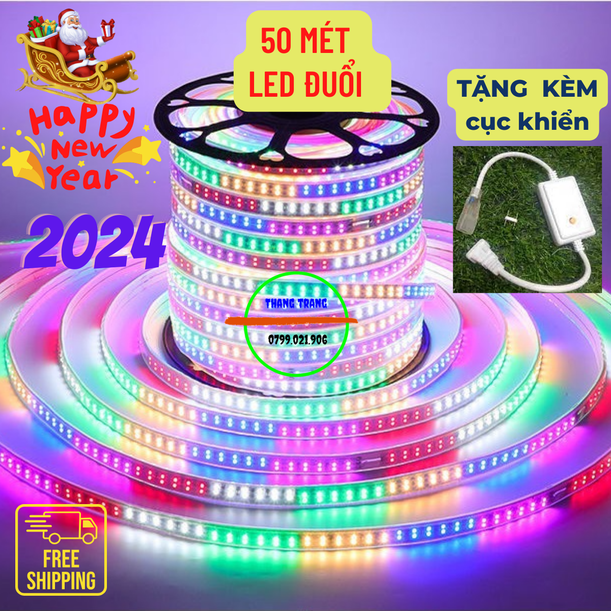 50M đèn led trang trí, Dây đèn led chạy đuổi chip 2835, Dây đèn led trang trí, đèn trang trí sân vườn Tặng Kèm Nguồn dây led đuổi, Hàng mới năm 2024